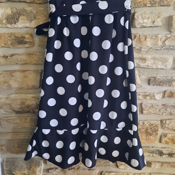 Shelby & Palmer Retro Polka-dot Dress Black White Side Sash Women's Size 14 - Picture 5 of 10